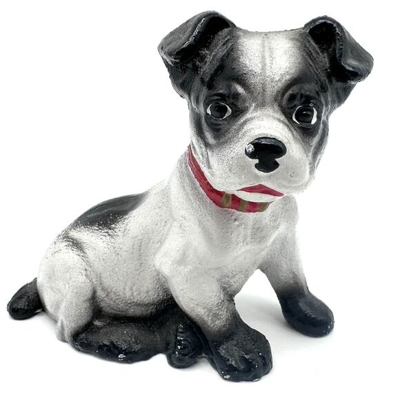 Vintage Cast Iron Hubley Boston Bull Dog Seated Terrier Still Penny Bank NICE - Picture 1 of 9